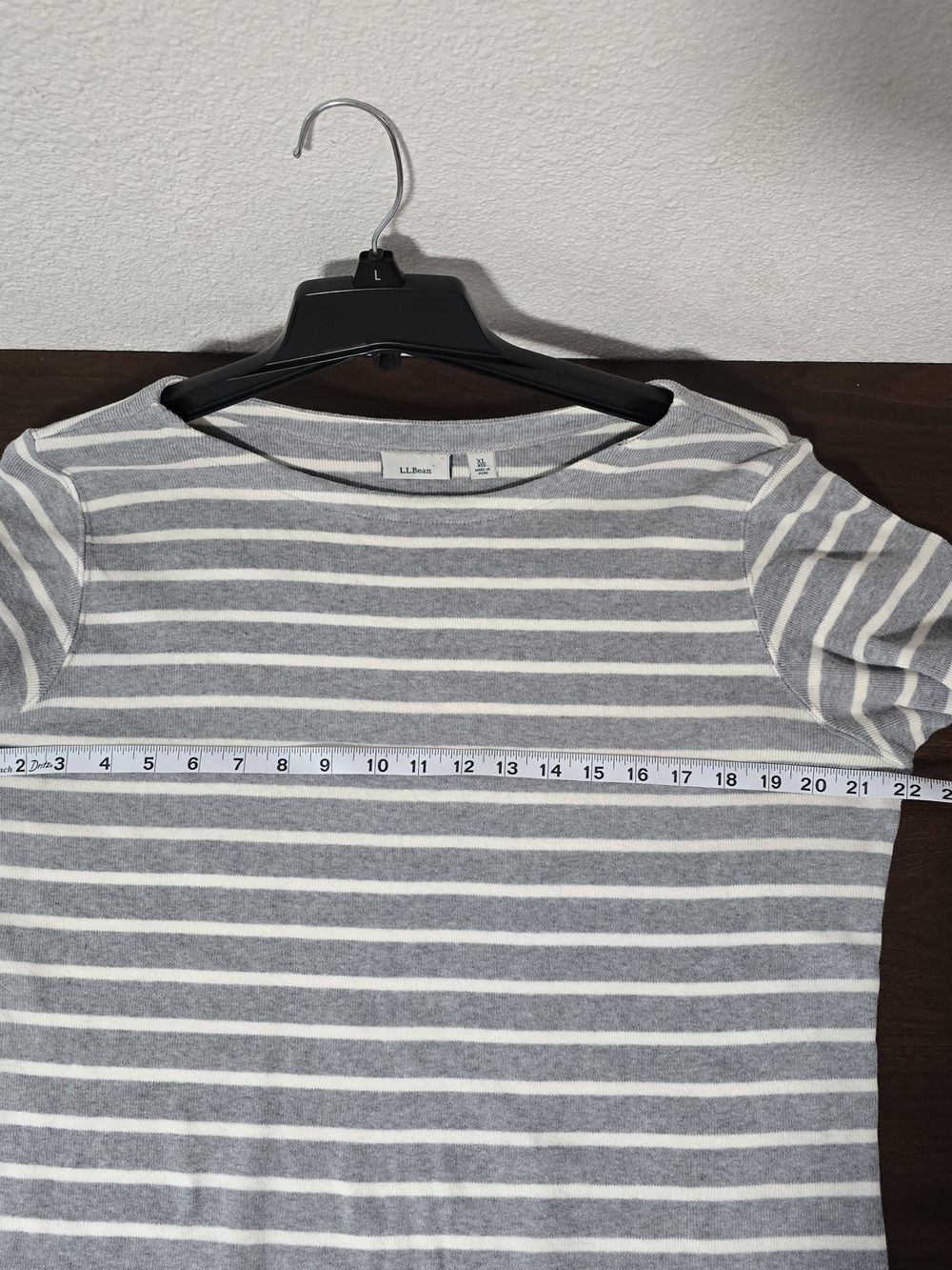 L.L.Bean Gray and White Striped Boatneck Top - Picture 7 of 7